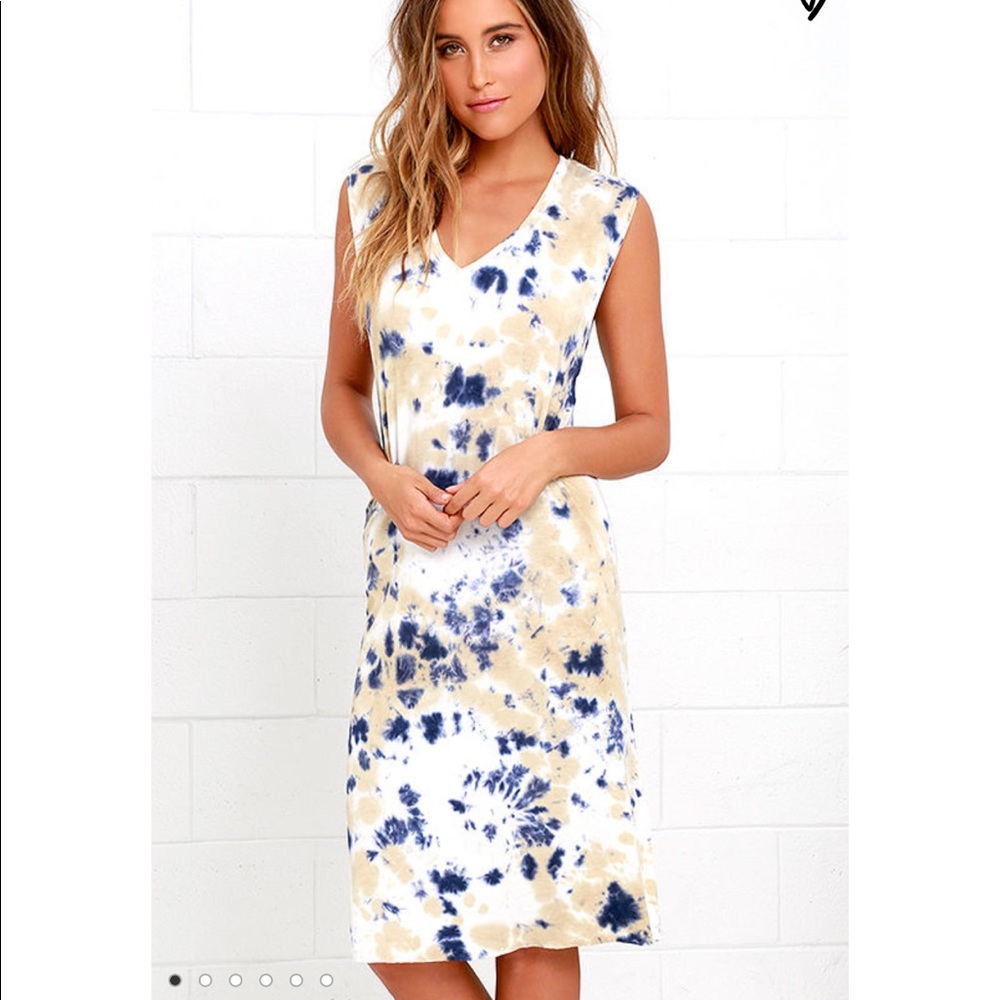 Obey Austin Beige Tie-Dye Midi Dress